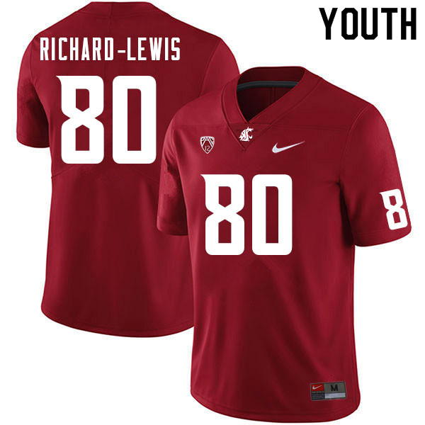 Youth #80 Jasiah Richard-Lewis Washington State Cougars College Football Jerseys Sale-Crimson - Click Image to Close